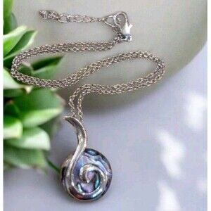 A.T. Storrs Wispering Winds Abalone Wild Pearle Silver Plated Necklace
